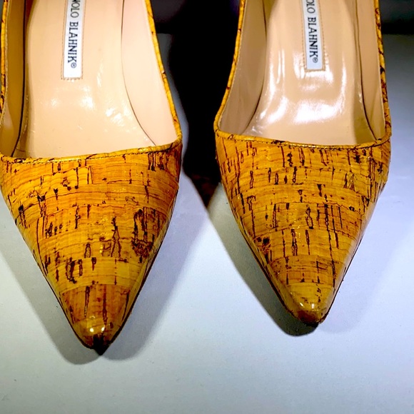 Manolo Blahnik Pump 36 1/2 Patent Cork - Picture 2 of 8